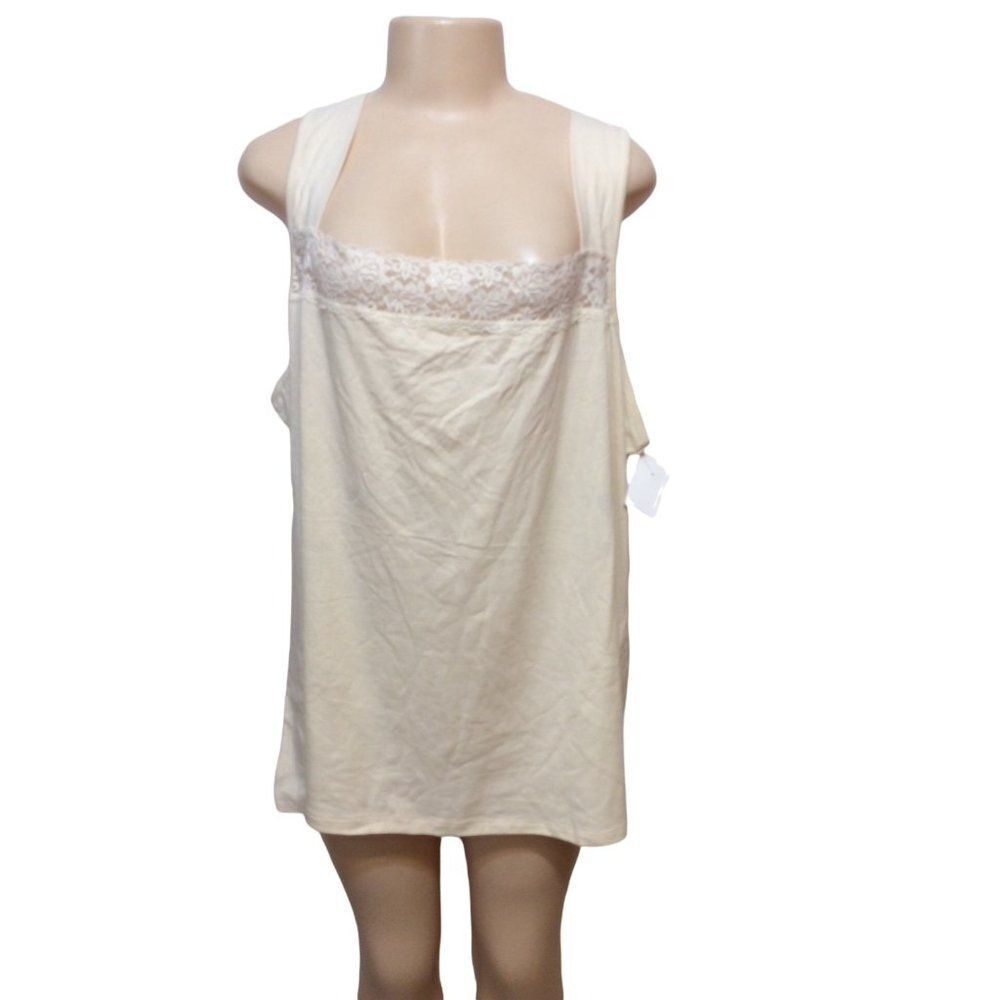 Elegant Cream Lace Trim Tank Top